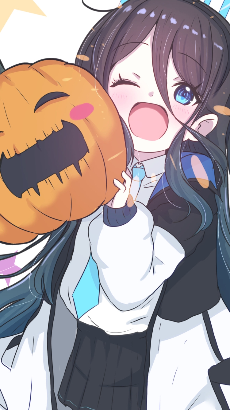 カボチャを持つ天童アリス / ブルーアーカイブの750 x 1334 / スマホ壁紙