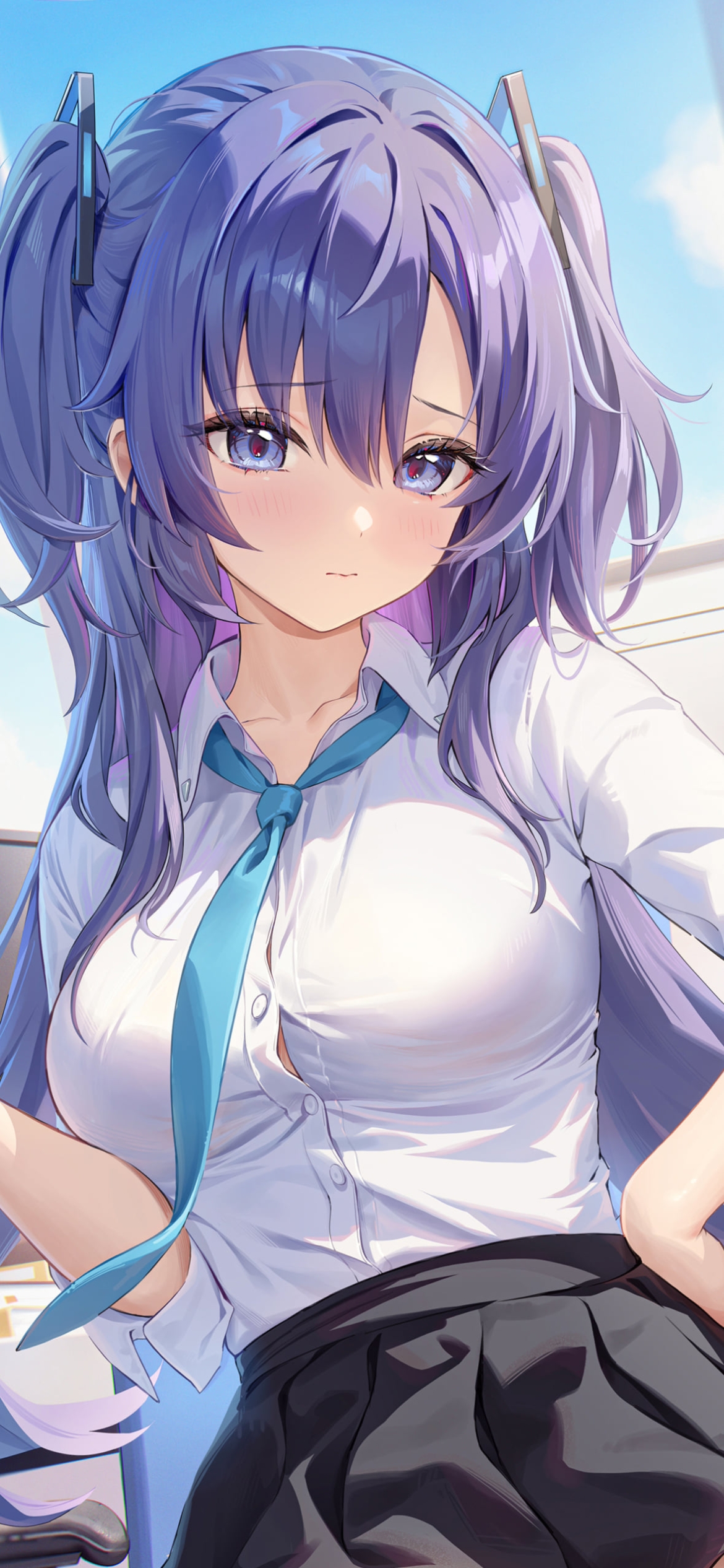 腰に手をあてる早瀬ユウカ / ブルーアーカイブの1170 x 2532 / スマホ壁紙