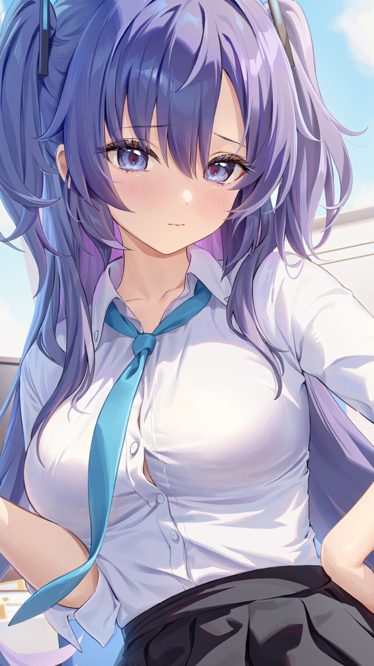 腰に手をあてる早瀬ユウカ / ブルーアーカイブの750 x 1334 / スマホ壁紙