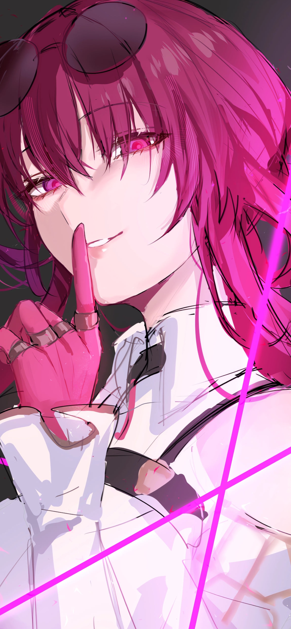 人差し指を口元にあてるカフカ / 崩壊:スターレイルの1170 x 2532 / スマホ壁紙