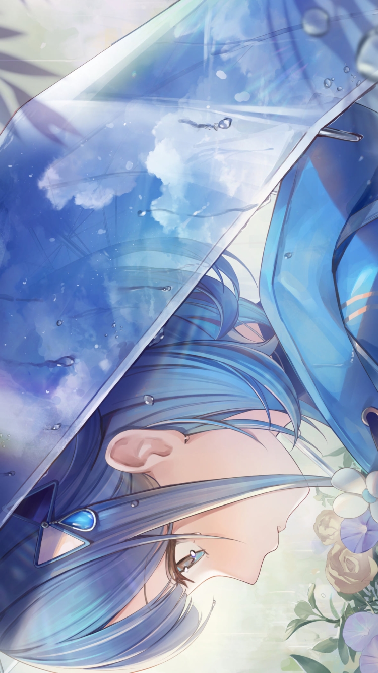 草にとまる綺麗な蝶を見る紡木こかげ / ぶいすぽっ！ / バーチャルYouTuberの750 x 1334 / スマホ壁紙