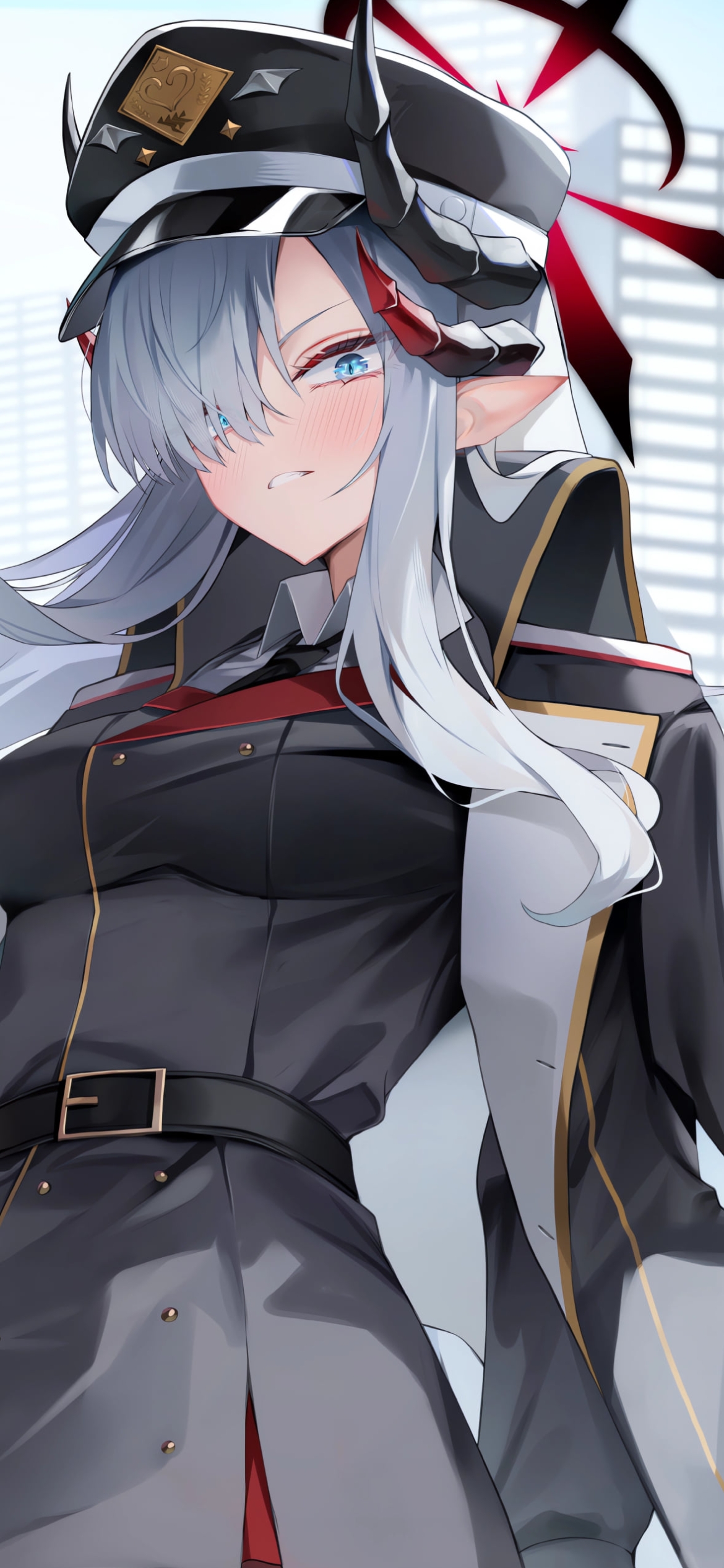 頬を赤らめる羽沼マコト / ブルーアーカイブの1170 x 2532 / スマホ壁紙