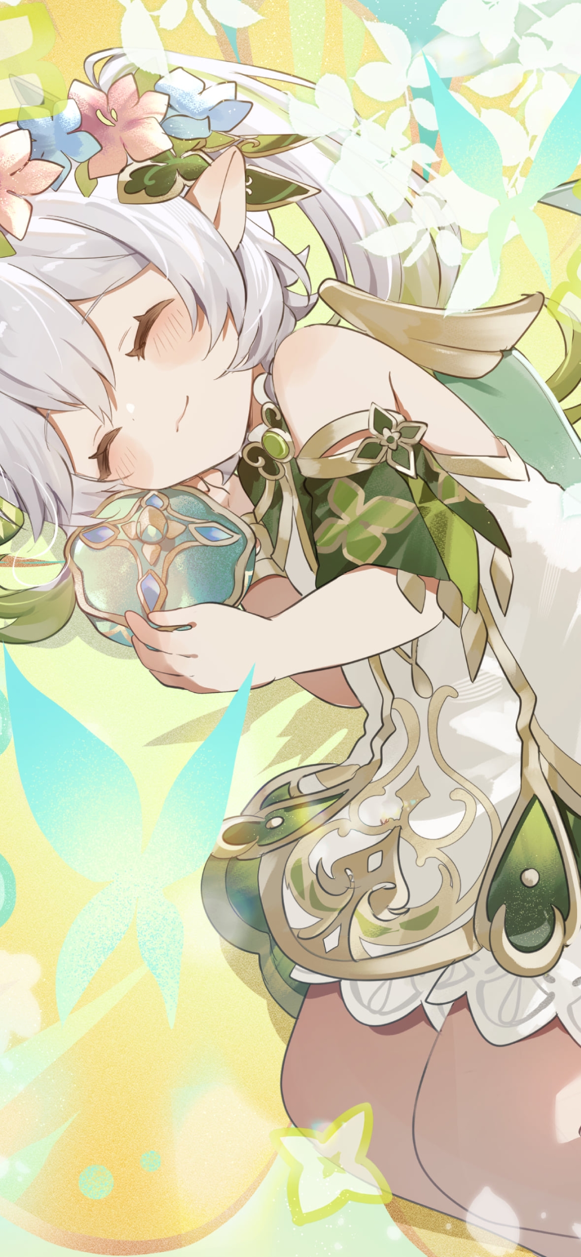 笑顔で眠るナヒーダ / 原神の1170 x 2532 / スマホ壁紙