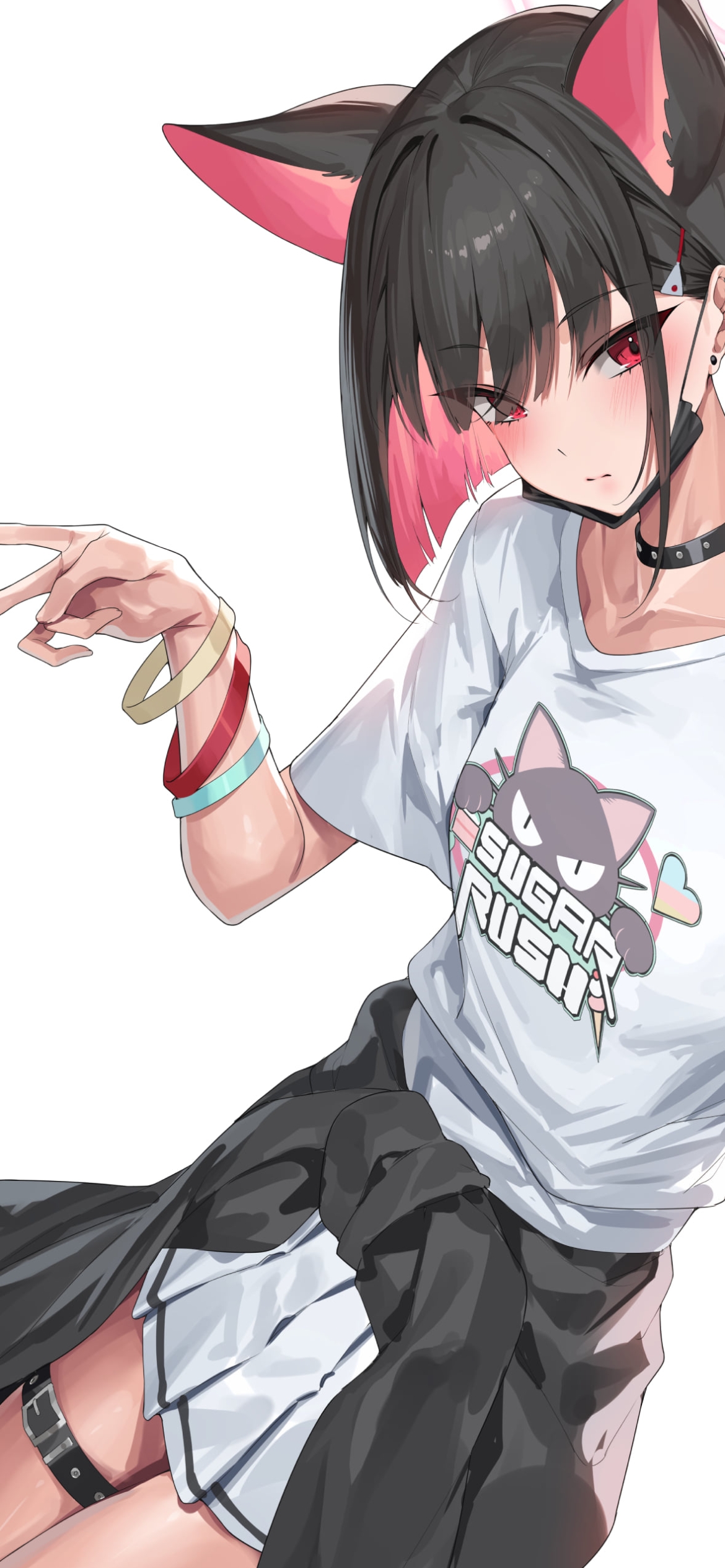 右手でピースをする杏山カズサ / ブルーアーカイブの1170 x 2532 / スマホ壁紙