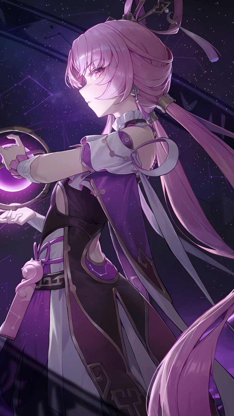 紫の星空と符玄 / 崩壊:スターレイルの750 x 1334 / スマホ壁紙