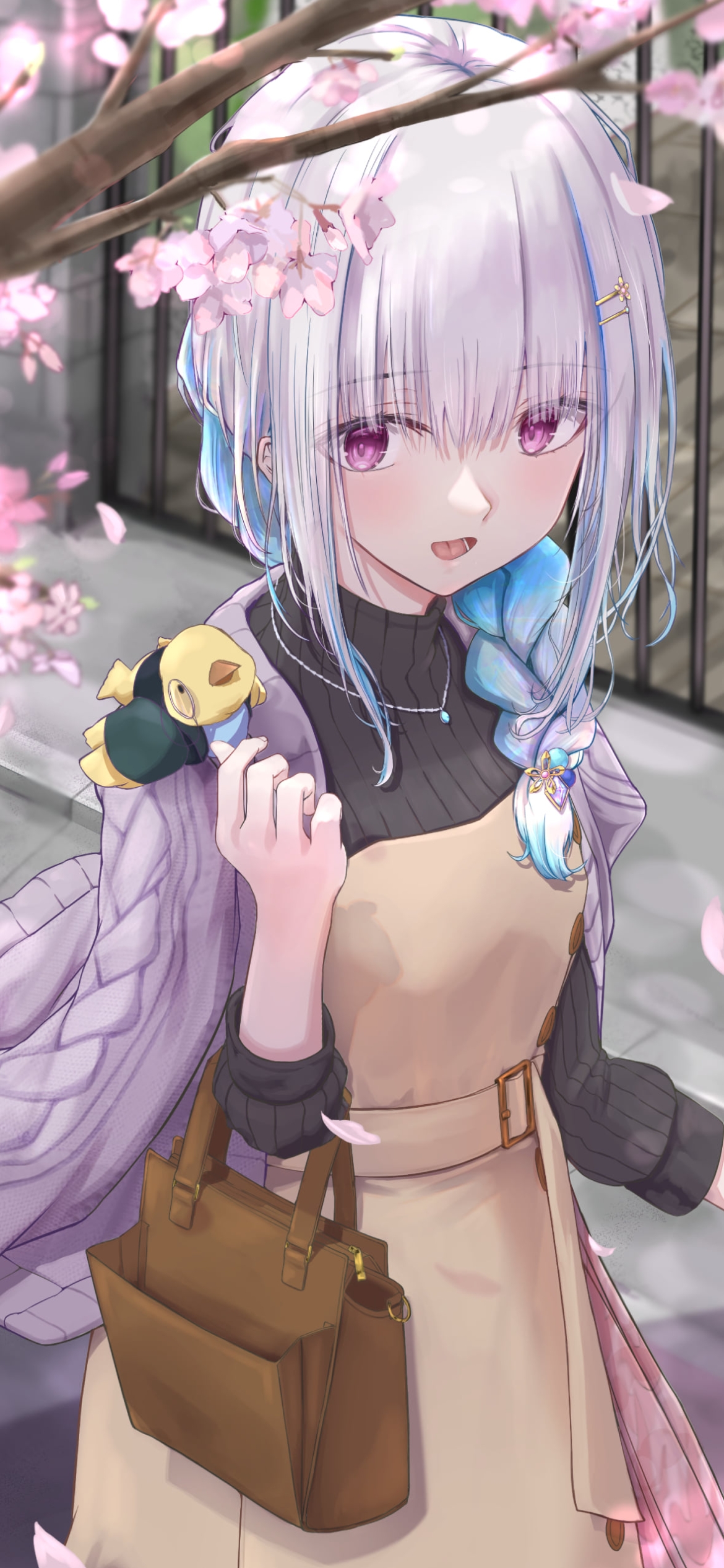 桜の花とリゼ・ヘルエスタ / ホロライブ / バーチャルYouTuberの1170 x 2532 / スマホ壁紙