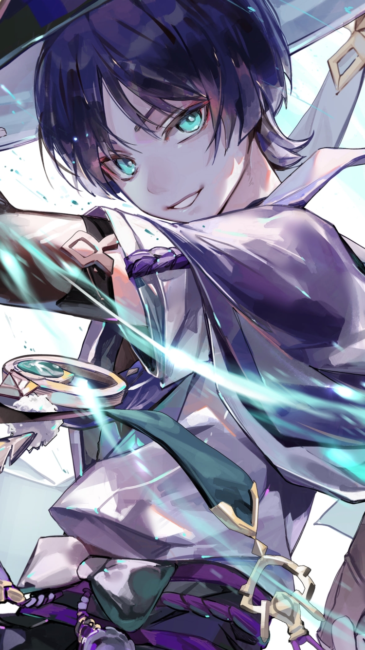 左手を振るスカラマシュ / 放浪者 / 原神の750 x 1334 / スマホ壁紙