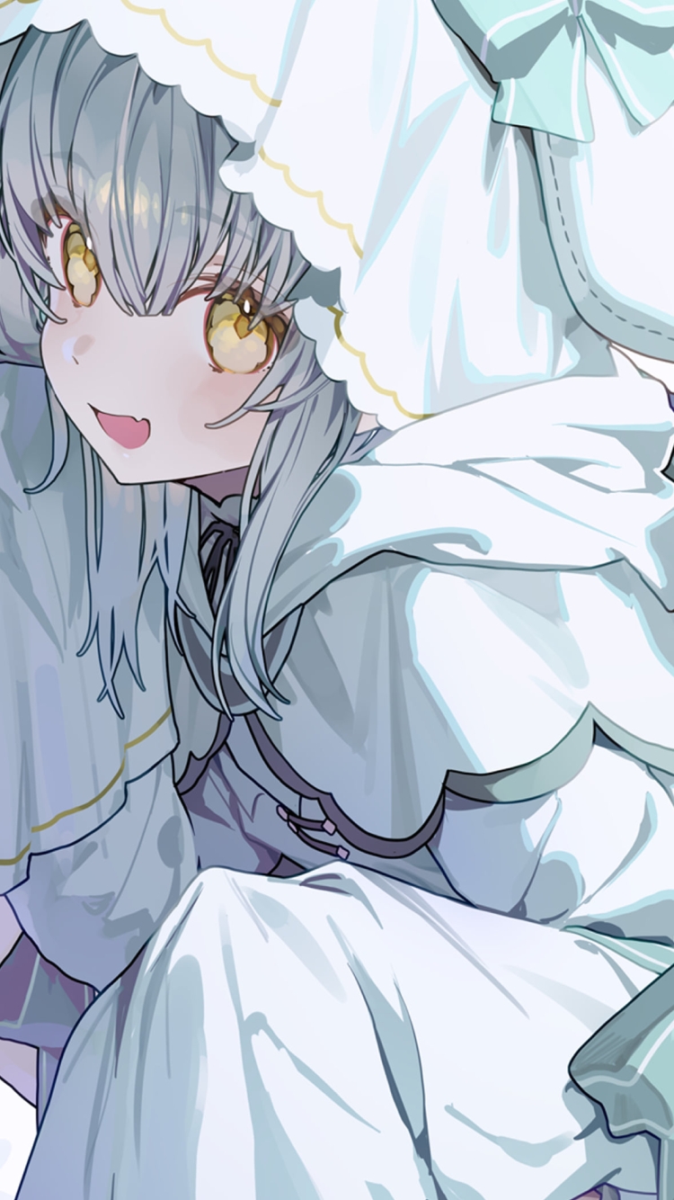 しゃがんだおばけ、ぴおん / obakeno pion / Vtuberの750 x 1334 / スマホ壁紙