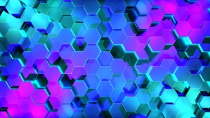 青・緑・紫 ヘキサゴン 六角形のデスクトップPC用の壁紙