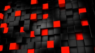黒と赤の3DキューブのデスクトップPC用の壁紙