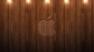 ライトアップされたウッド AppleロゴのデスクトップPC用の壁紙