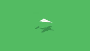 白い紙飛行機 緑の背景のデスクトップPC用の壁紙