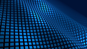 うねりのある青いデジタルグラフィックのデスクトップPC用の壁紙