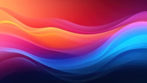 光沢のあるカラフルな波のようなテクスチャー / グラデーション / 綺麗 / 赤 / オレンジ / 青のデスクトップPC用の壁紙