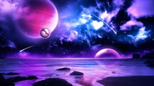 幻想的な紫の宇宙のデスクトップPC用の壁紙