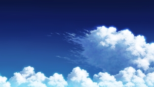 真夏の青空 / 風になびく雲のデスクトップPC用の壁紙