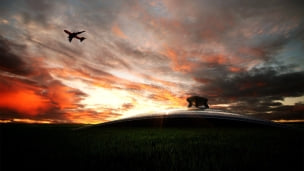 ニュージーランドの空を飛ぶ飛行機のデスクトップPC用の壁紙