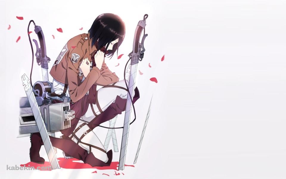 膝ついたミカサ・アッカーマン 進撃の巨人の壁紙(960px x 600px) 高画質 PC・デスクトップ用