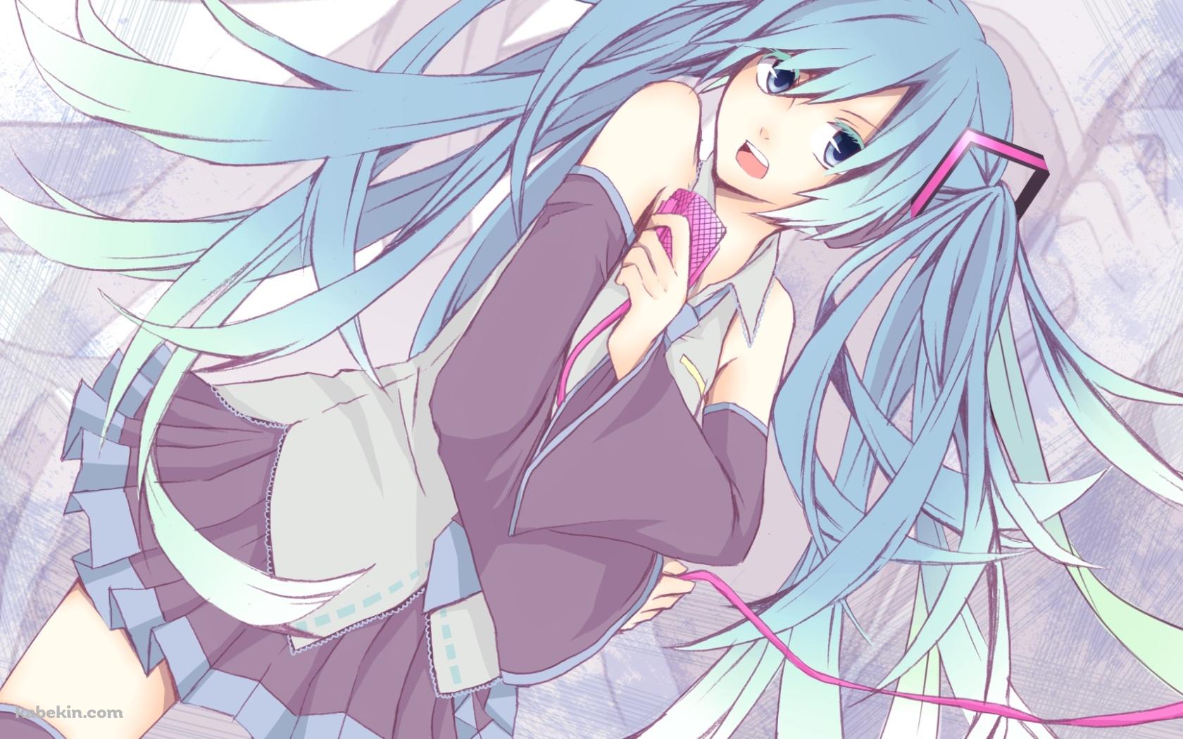 マイクを持つ初音ミクの壁紙(1680px x 1050px) 高画質 PC・デスクトップ用