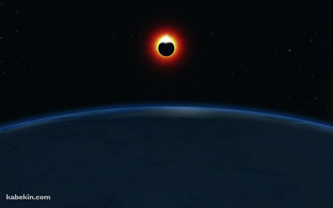 赤く光る惑星と地球の壁紙(1152px x 720px) 高画質 PC・デスクトップ用