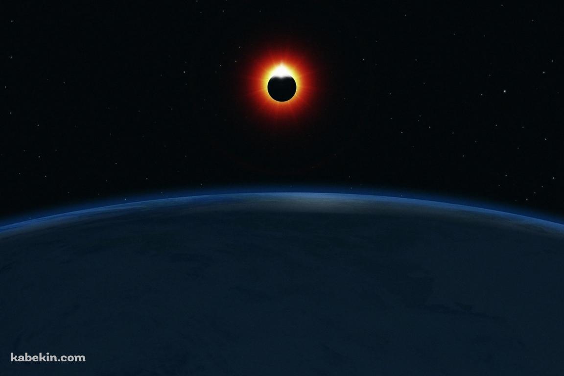 赤く光る惑星と地球の壁紙(1152px x 768px) 高画質 PC・デスクトップ用