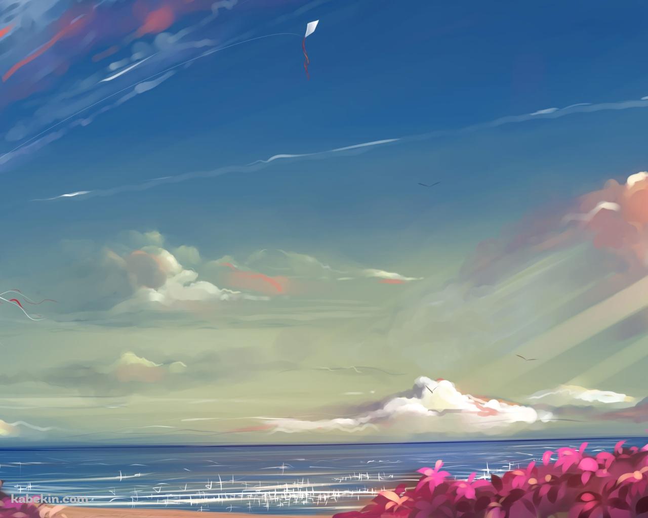 空 赤い花 凧の壁紙(1280px x 1024px) 高画質 PC・デスクトップ用