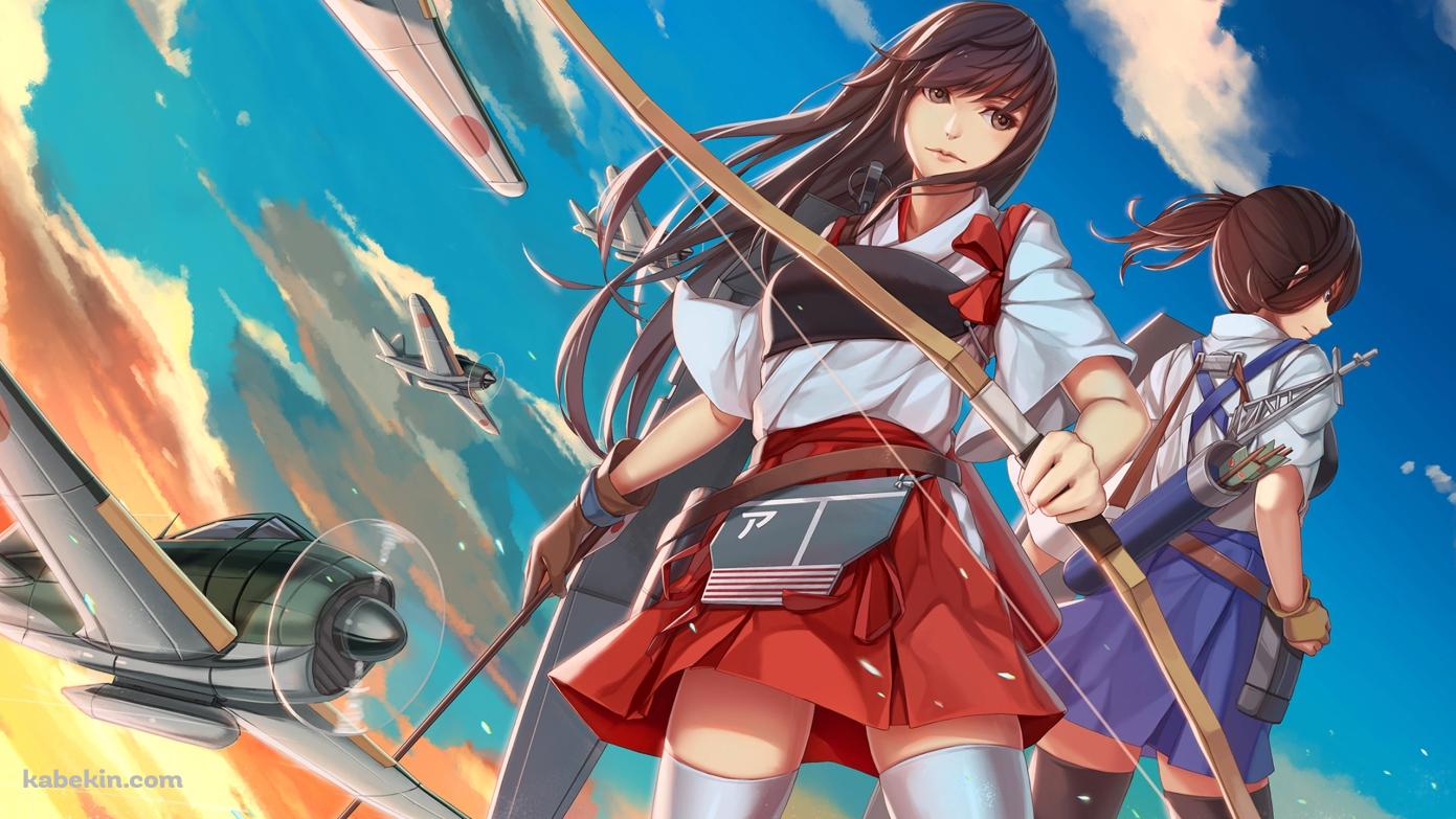 艦隊これくしょん 正規空母 赤城と加賀の壁紙(1391px x 783px) 高画質 PC・デスクトップ用