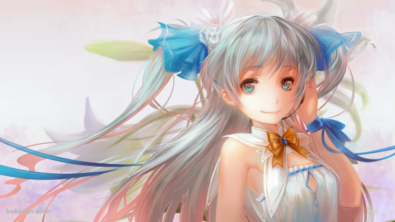水彩少女の壁紙(1366px x 768px) 高画質 PC・デスクトップ用