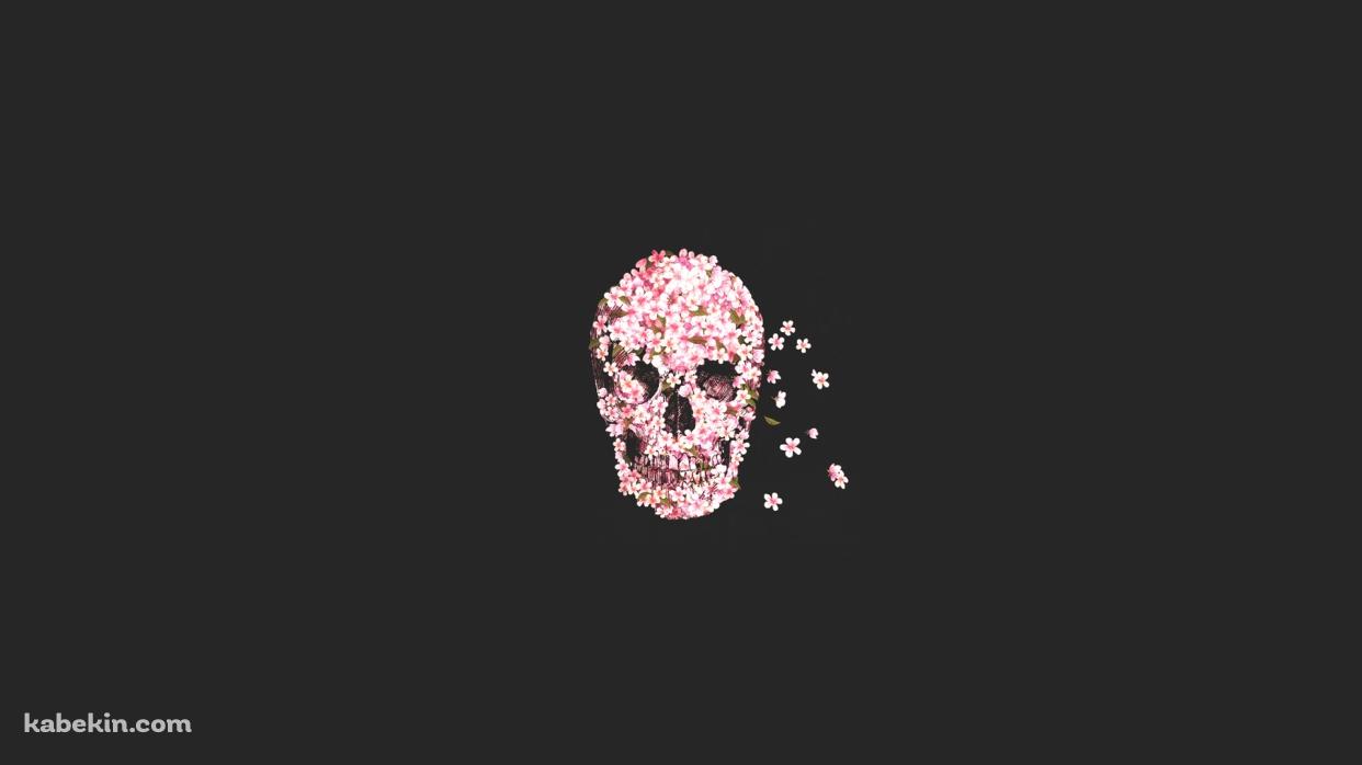 花のスカルの壁紙(1242px x 698px) 高画質 PC・デスクトップ用