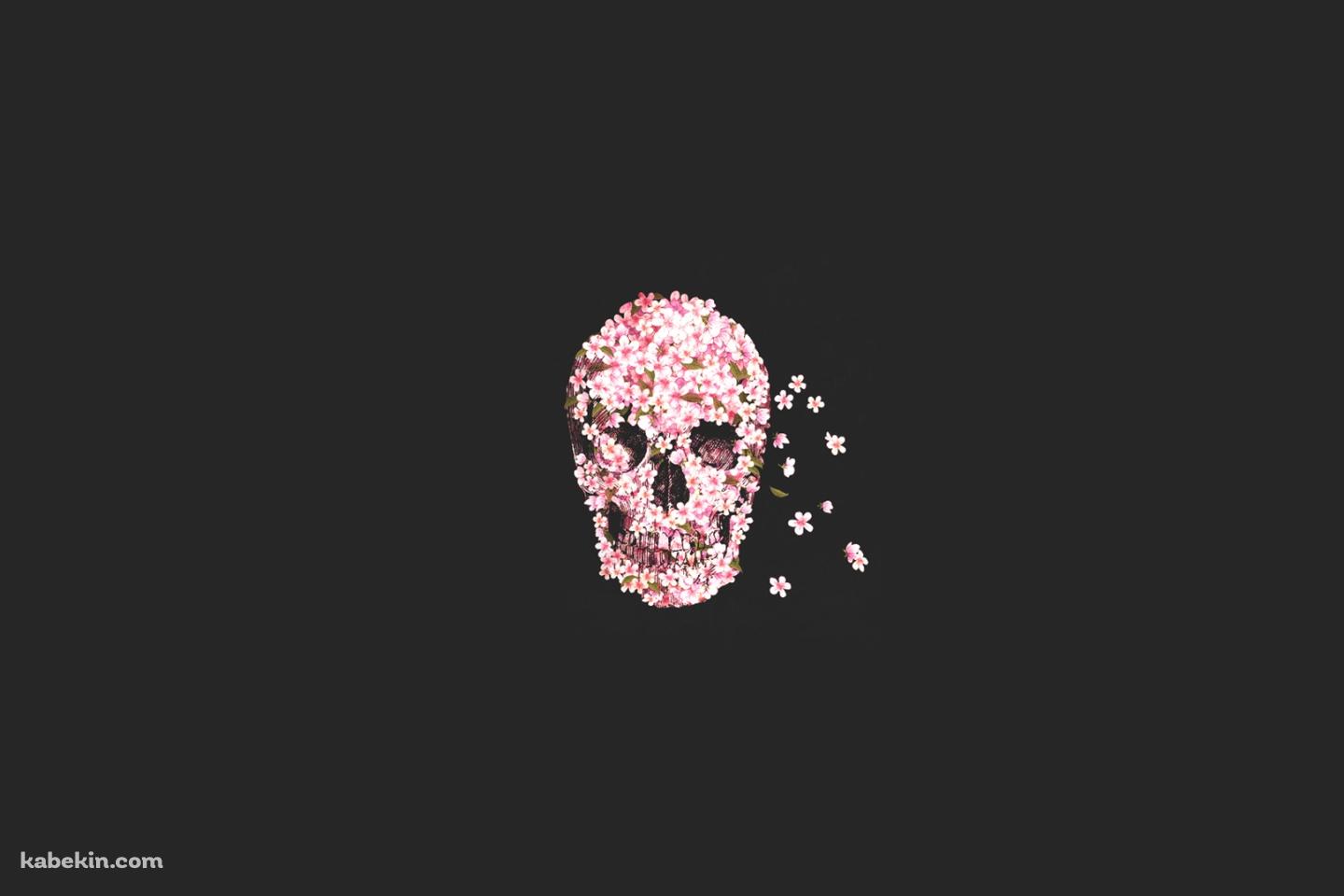 花のスカルの壁紙(1440px x 960px) 高画質 PC・デスクトップ用