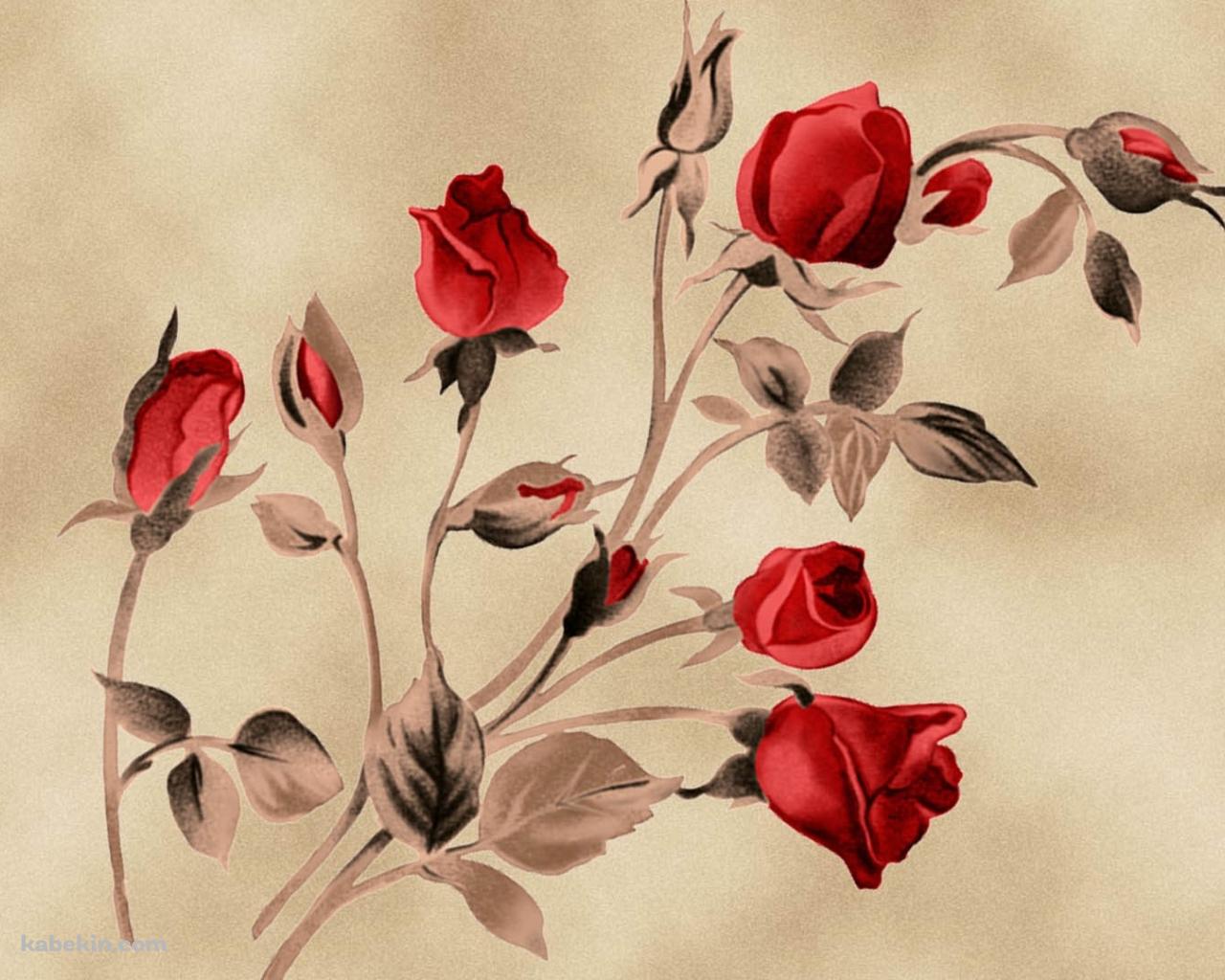 赤い花のイラストの壁紙(1280px x 1024px) 高画質 PC・デスクトップ用