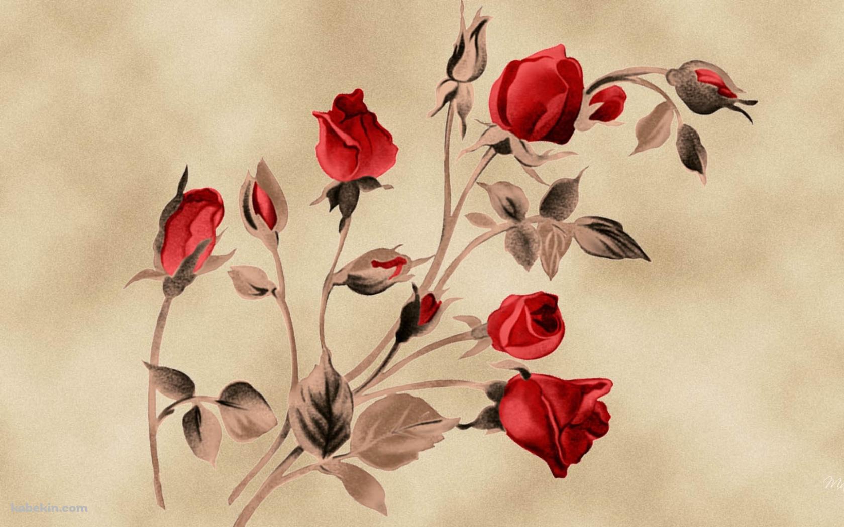 赤い花のイラストの壁紙(1680px x 1050px) 高画質 PC・デスクトップ用