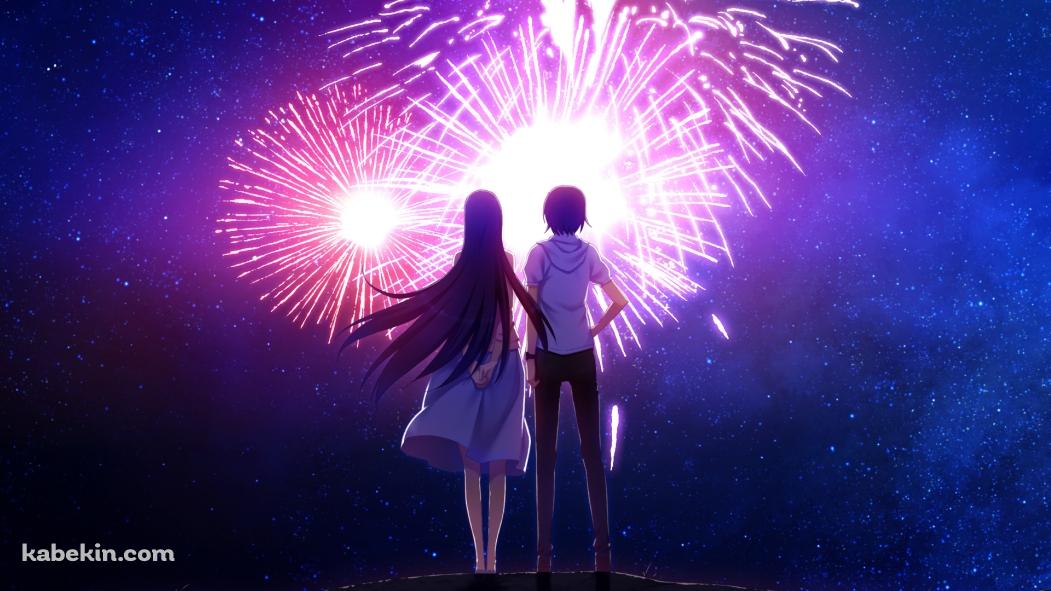 花火を見る恋人の壁紙(1051px x 591px) 高画質 PC・デスクトップ用