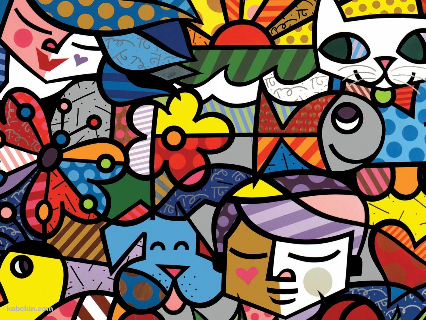 ポップな動物のアートの壁紙(1400px x 1050px) 高画質 PC・デスクトップ用