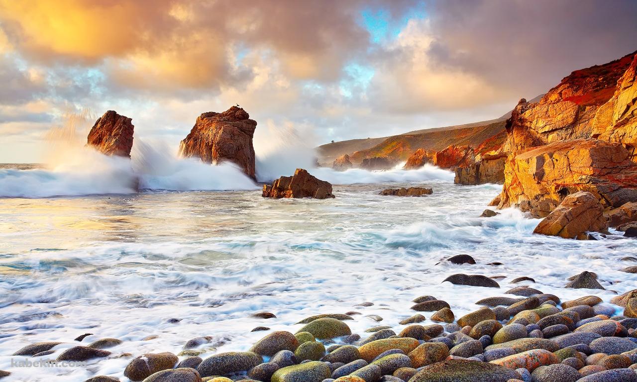 カリフォルニアの荒い海の壁紙(1280px x 768px) 高画質 PC・デスクトップ用