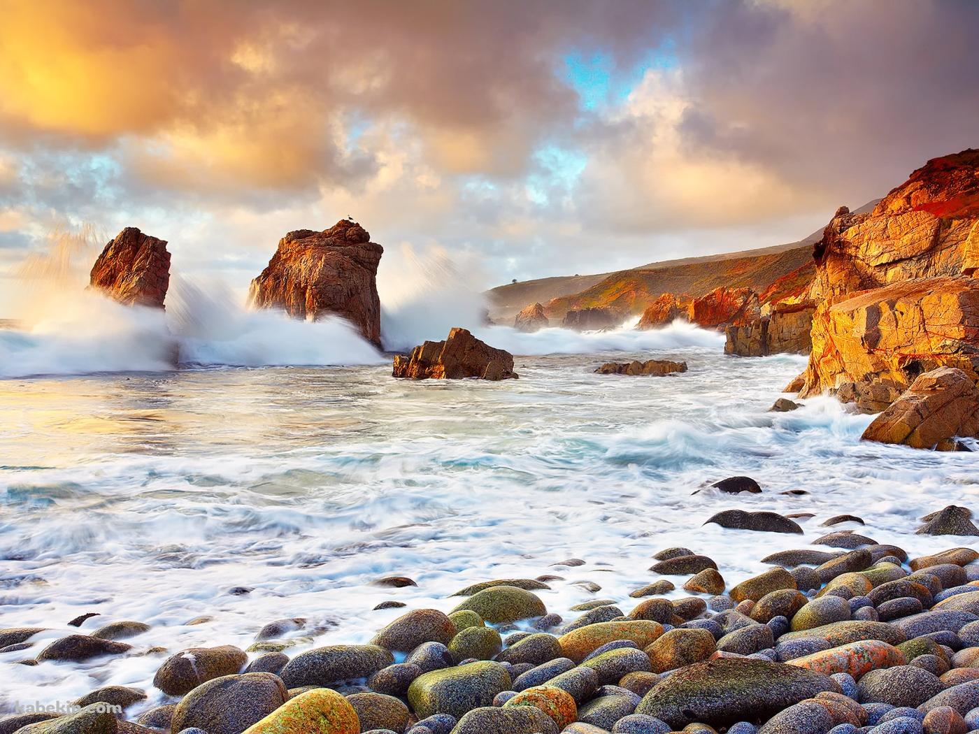 カリフォルニアの荒い海の壁紙(1400px x 1050px) 高画質 PC・デスクトップ用