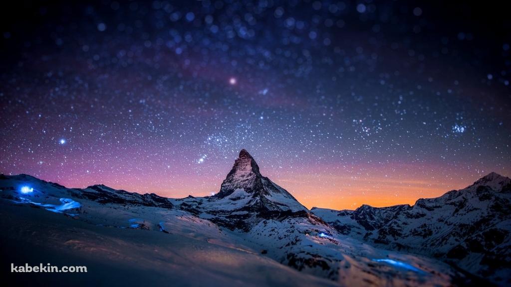 夜のマッターホルン / アルプスの壁紙(1024px x 576px) 高画質 PC・デスクトップ用
