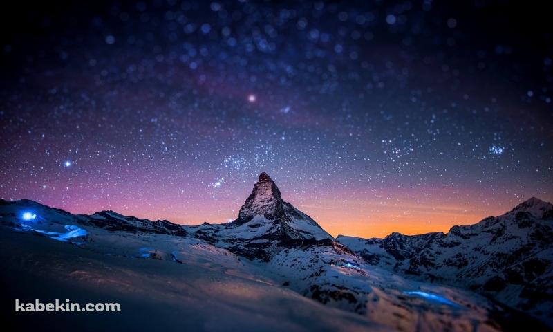 夜のマッターホルン / アルプスの壁紙(800px x 480px) 高画質 PC・デスクトップ用