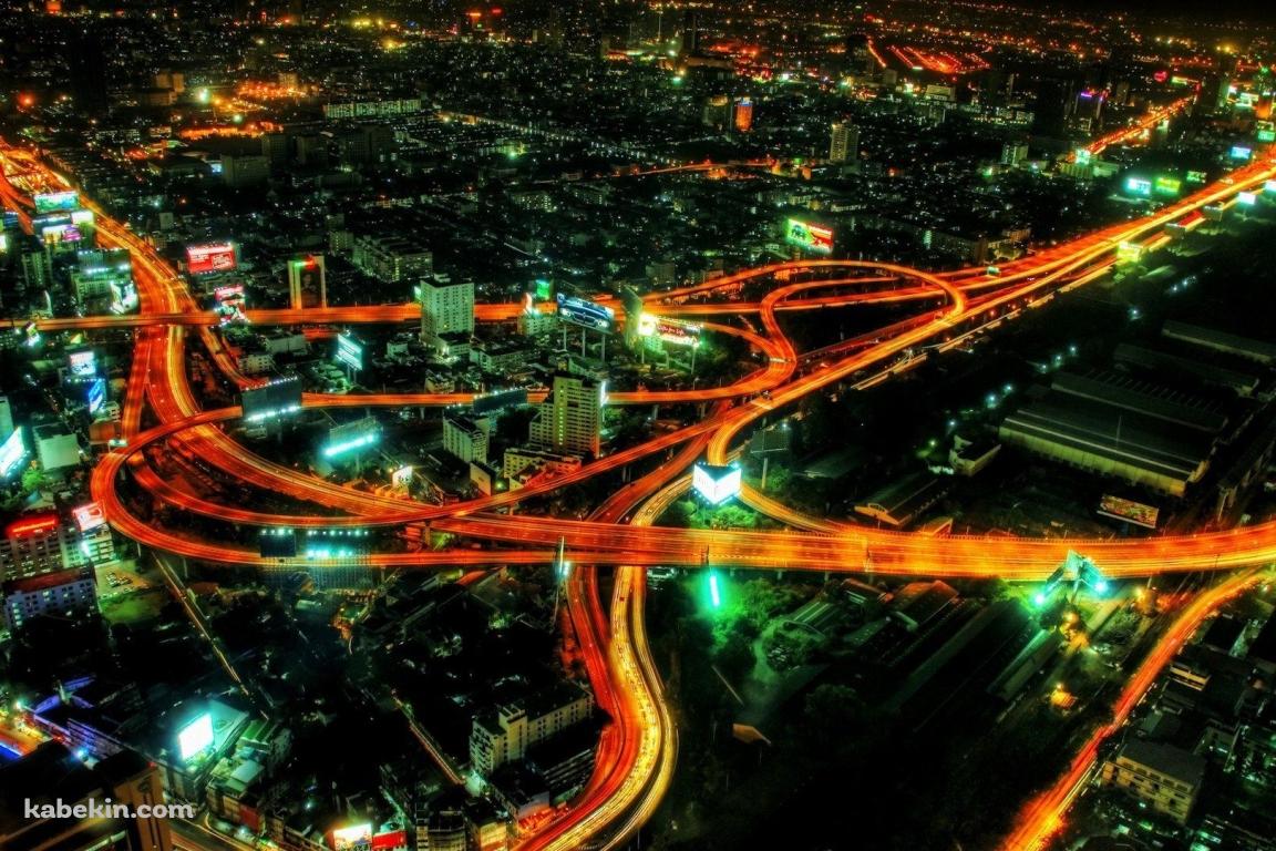 夜の光る高速道路の壁紙(1152px x 768px) 高画質 PC・デスクトップ用