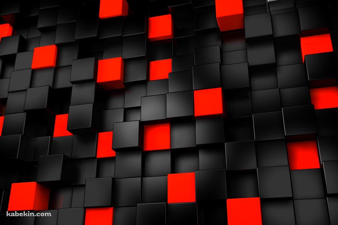 黒と赤の3Dキューブの壁紙(1152px x 768px) 高画質 PC・デスクトップ用