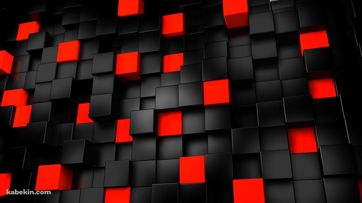 黒と赤の3Dキューブの壁紙(1242px x 698px) 高画質 PC・デスクトップ用