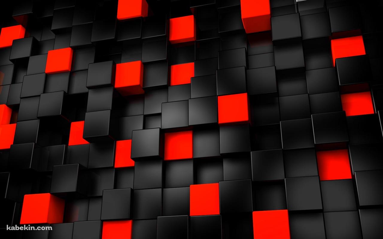 黒と赤の3Dキューブの壁紙(1280px x 800px) 高画質 PC・デスクトップ用