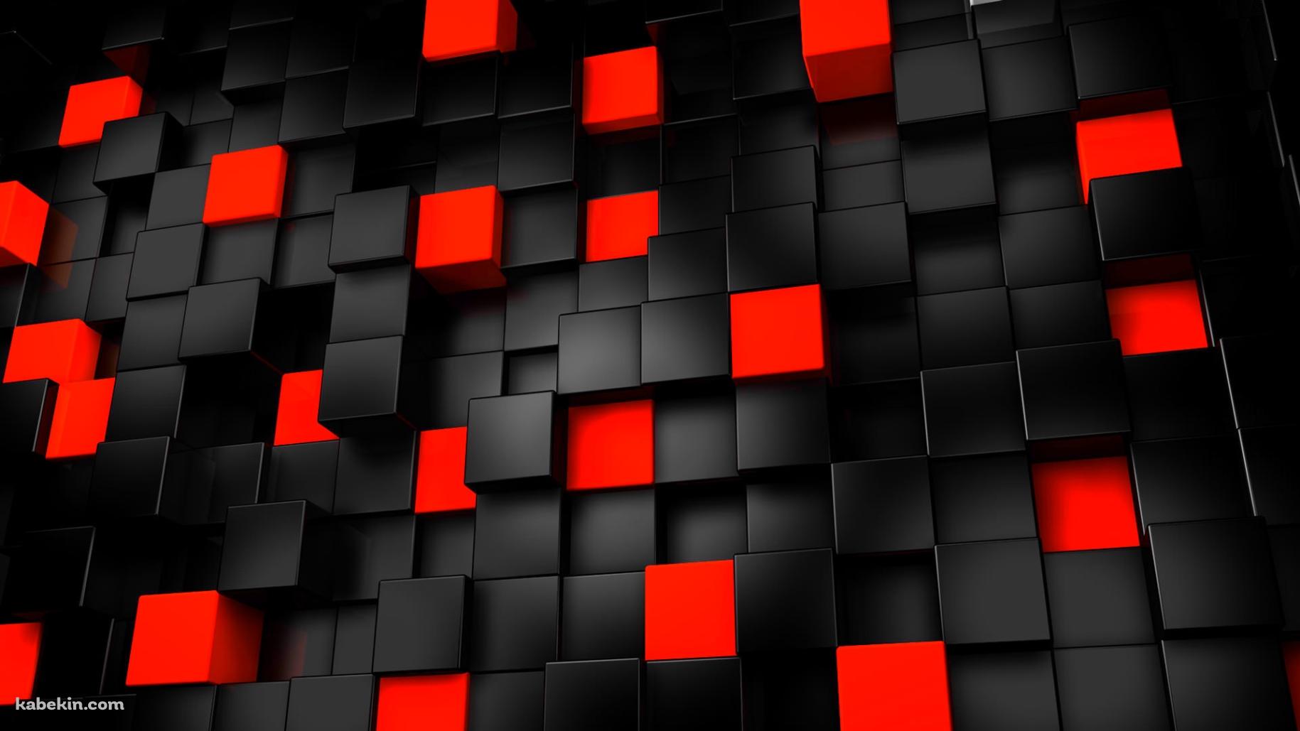 黒と赤の3Dキューブの壁紙(1829px x 1029px) 高画質 PC・デスクトップ用
