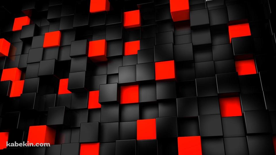 黒と赤の3Dキューブの壁紙(960px x 540px) 高画質 PC・デスクトップ用