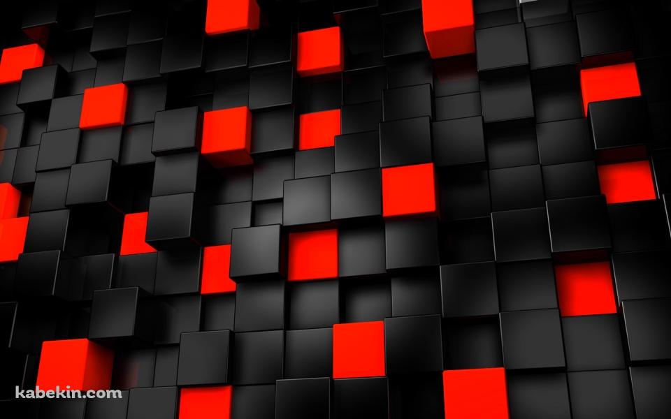 黒と赤の3Dキューブの壁紙(960px x 600px) 高画質 PC・デスクトップ用
