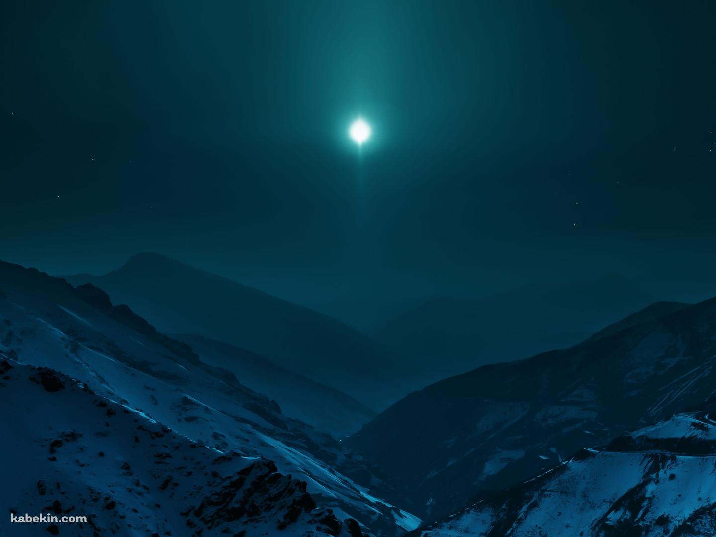 山間から見る月の壁紙(1440px x 1080px) 高画質 PC・デスクトップ用