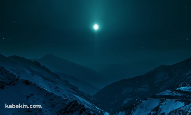 山間から見る月の壁紙(800px x 480px) 高画質 PC・デスクトップ用