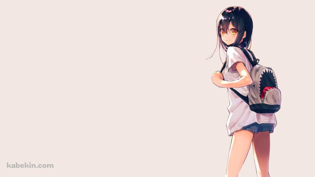 鮫のリュックを背負った女の子の壁紙(1024px x 576px) 高画質 PC・デスクトップ用