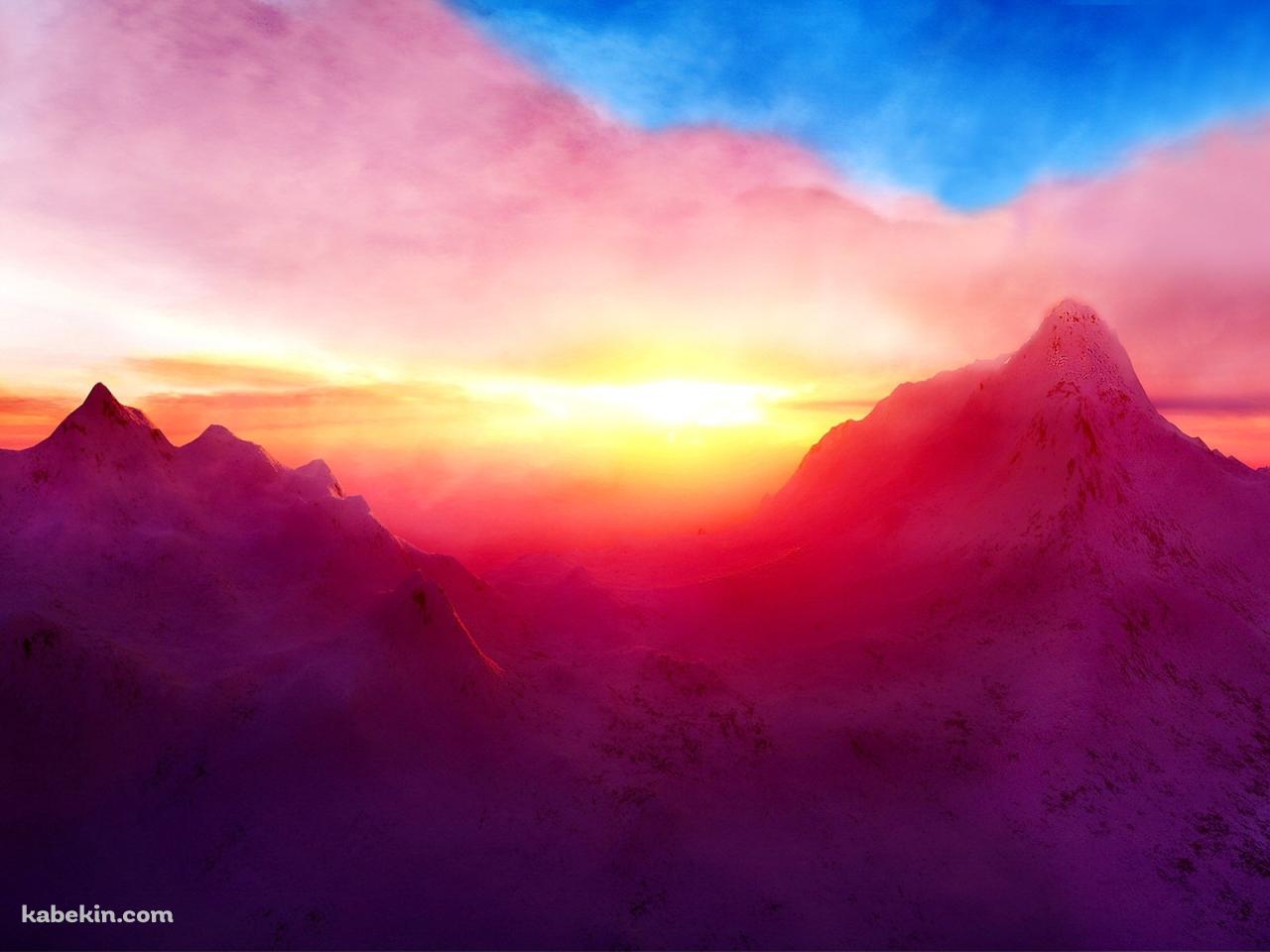 山と朝日の壁紙(1280px x 960px) 高画質 PC・デスクトップ用