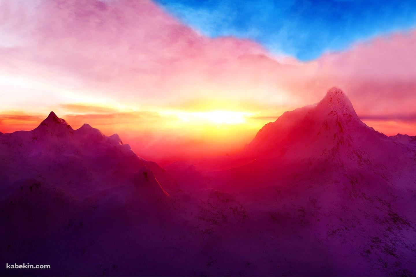 山と朝日の壁紙(1440px x 960px) 高画質 PC・デスクトップ用